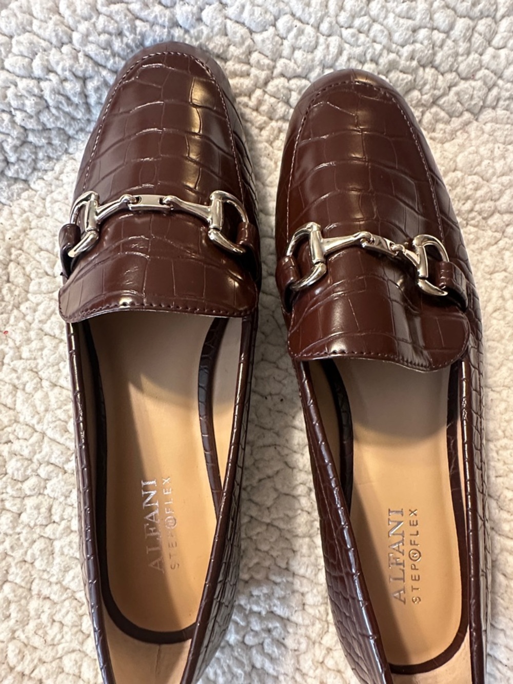 Alfani Brown Croc-Embossed Bit Loafers